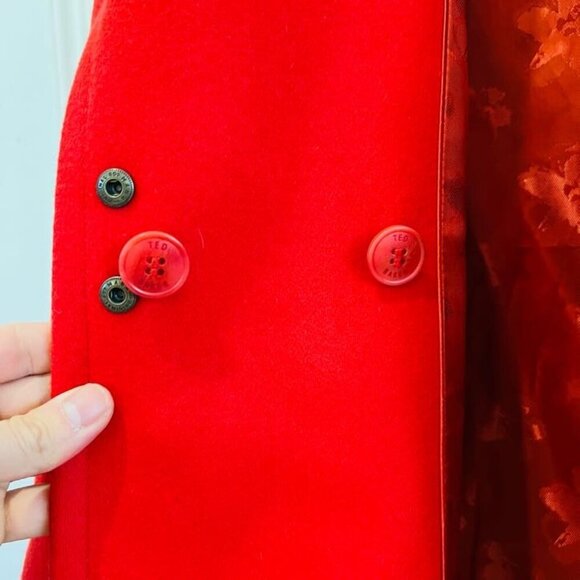 Ted Baker London Red Over Coat Alpaca Wool Cashmere Blend Size 2 - Picture 12 of 16